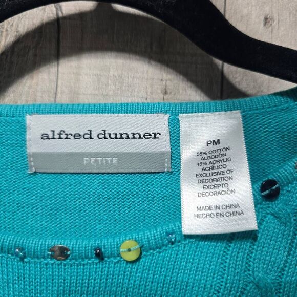 Alfred Dunner Knit Pullover Sweater Turquoise Butterflies Sequin Embroidery NWT - Picture 6 of 6